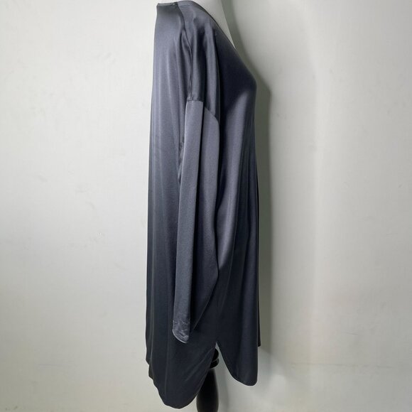 NWT Vince Women's Charcoal Gray 100% Silk V-Neck Long Sleeve Dress Size Medium - Picture 4 of 9